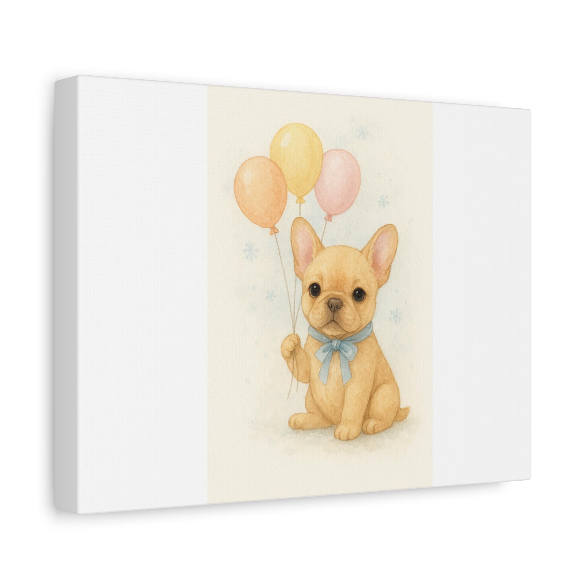 Frenchie Puppy, Perfect Holiday Gift for the Nursery, Matte Canvas, Stretched, 1.25"